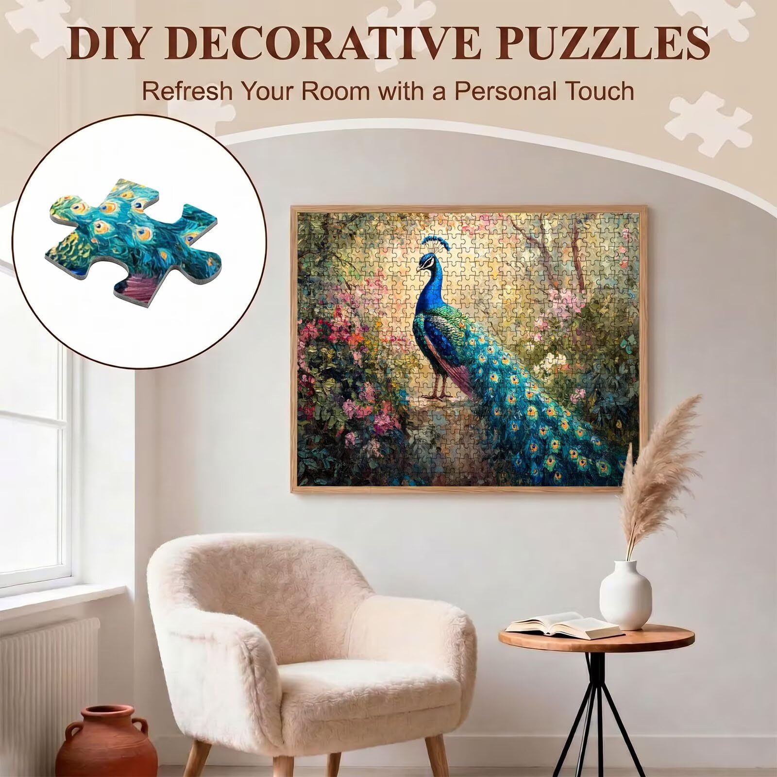 Puzzle 3000 Pezzi Classici, Puzzle Pavone giardino 122 x 81 cm, Gioco Educativo e Antistress in Legno con Poster Incluso, Ttività DIY per Famiglia, Regalo per Appassionati, Decor Parete Casa, f0-587