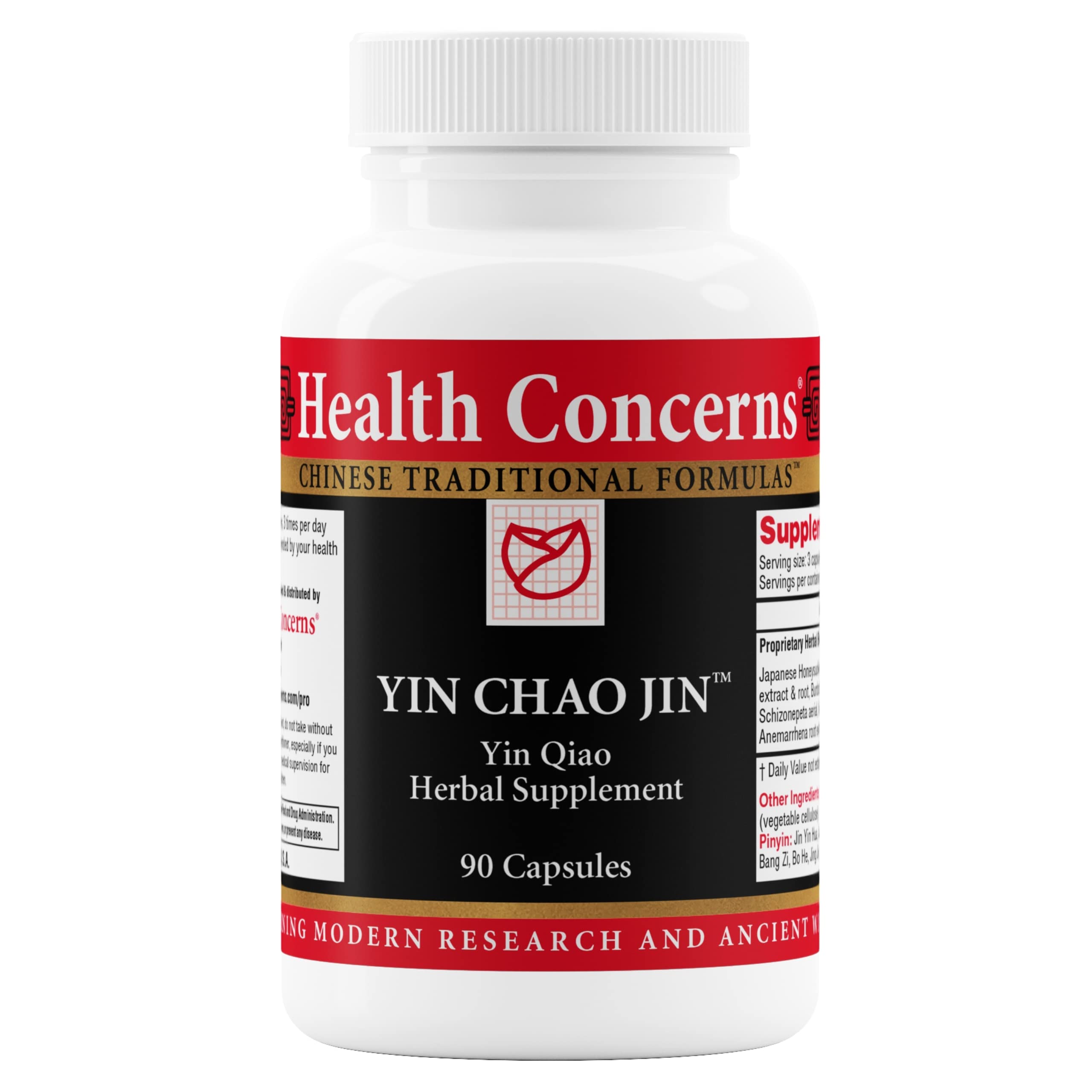 Health Concerns Yin Chao Jin – Immune System Booster & Respiratory Tract Health Supplement – Chinese Herbal Support for Colds – Sore Throat Relief with Isatis & Forsythia – 90 Capsules