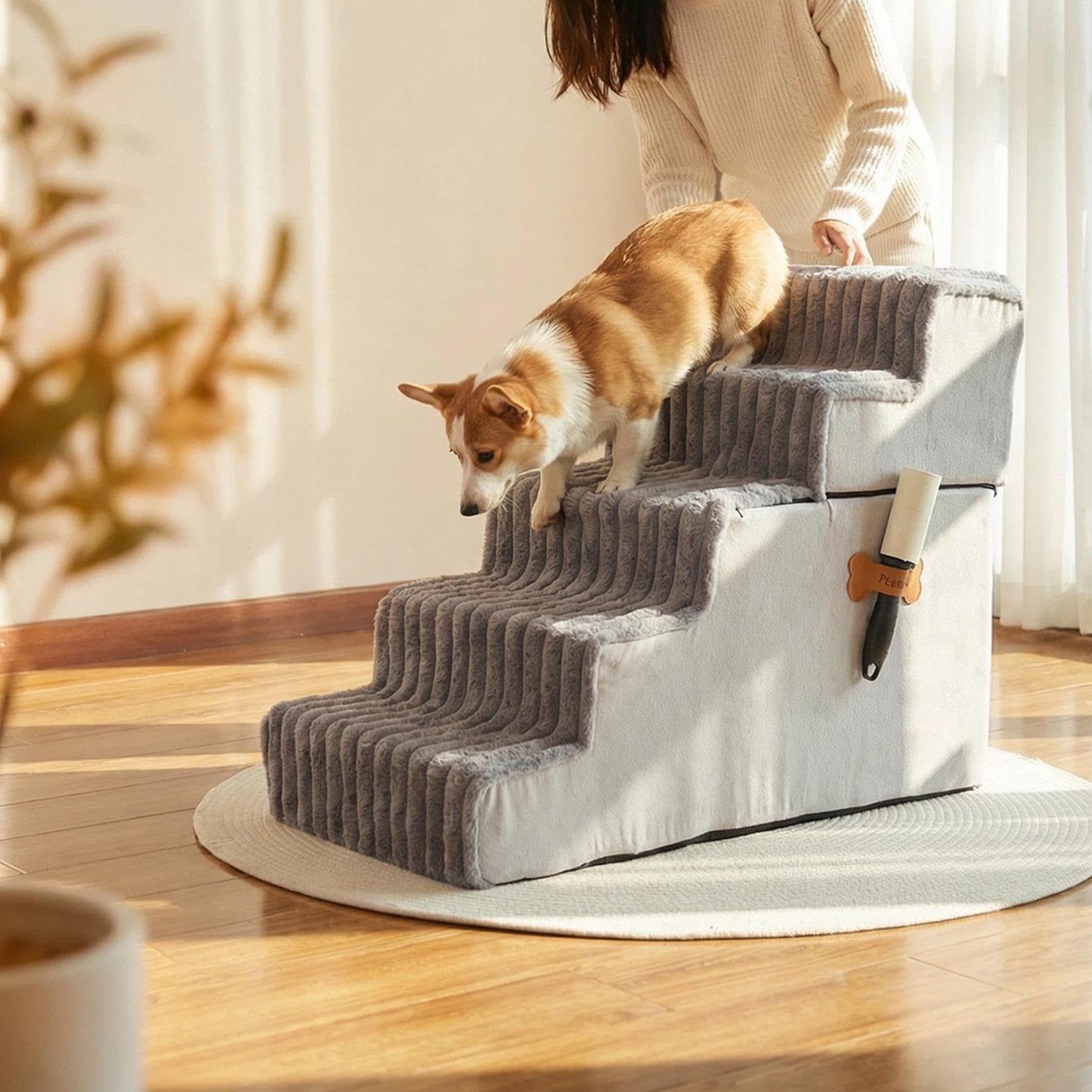 Escalón Canino Escalera Pequeña Ligera Desmontable Antideslizante Lavable | Escaleras equilibradas de cama de perro para cachorros, gatos, sofá, sillón, balcón y apartamento de