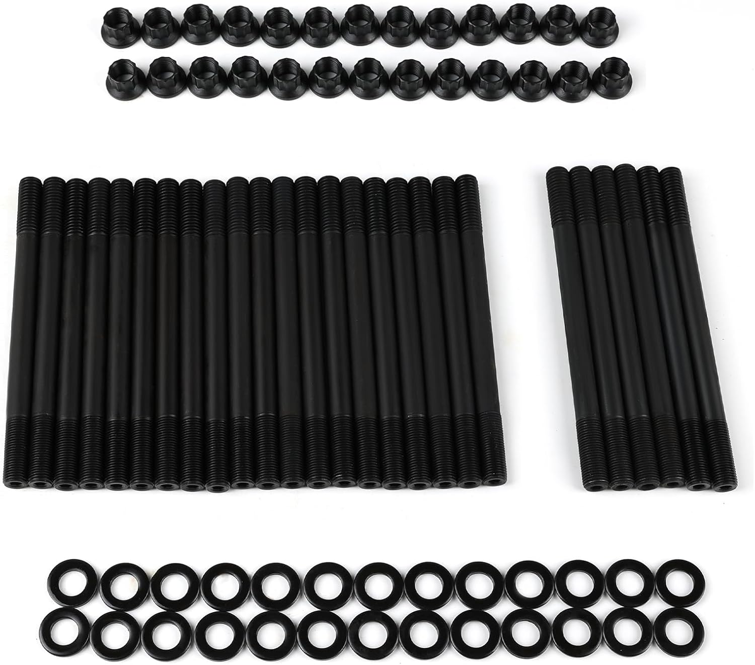 Cylinder Head Stud Kit Compatible with Dodge Ram 1998.5–2021 5.9L 6.7L Cummins Diesel 24V Engines, Upgrade Bolt Set for Cylinder Head Installation (Black)