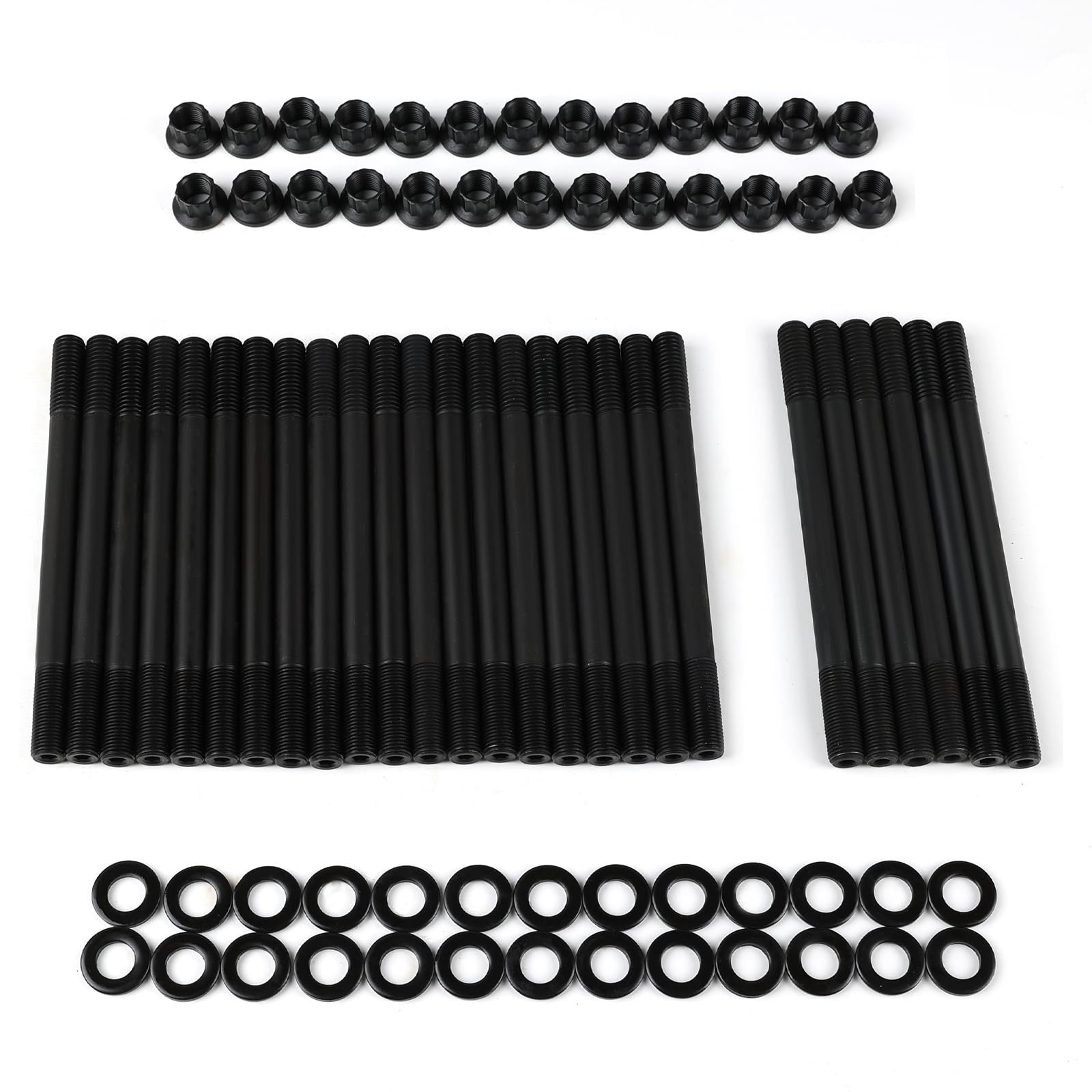 Photo 1 of Cylinder Head Stud Kit Compatible with Dodge Ram 1998.5–2021 5.9L 6.7L Cummins Diesel 24V Engines, Upgrade Bolt Set for Cylinder Head Installation (Black)