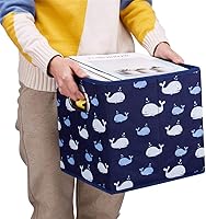 Vista 2 de Cubos de Almacenamiento de Tela Ballena 10.5 x 10.5 x 11 pulgadas Plegables Azul Marino Cubos de Almacenamiento de Tela Plegables Cajas Cubos