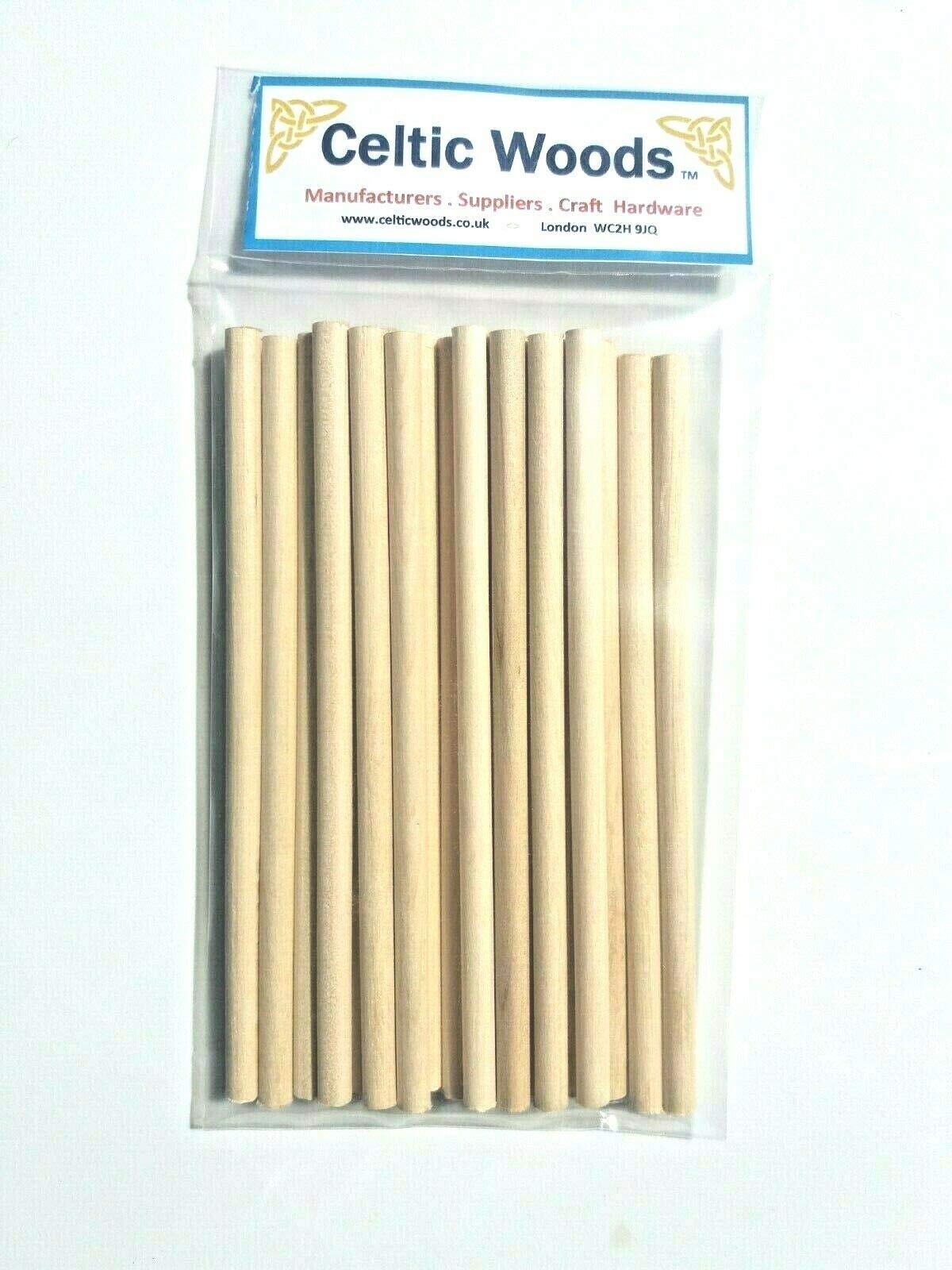 15cm Wooden Craft Sticks - Hardwood Dowels Poles 6mm Diameter 20 Pack