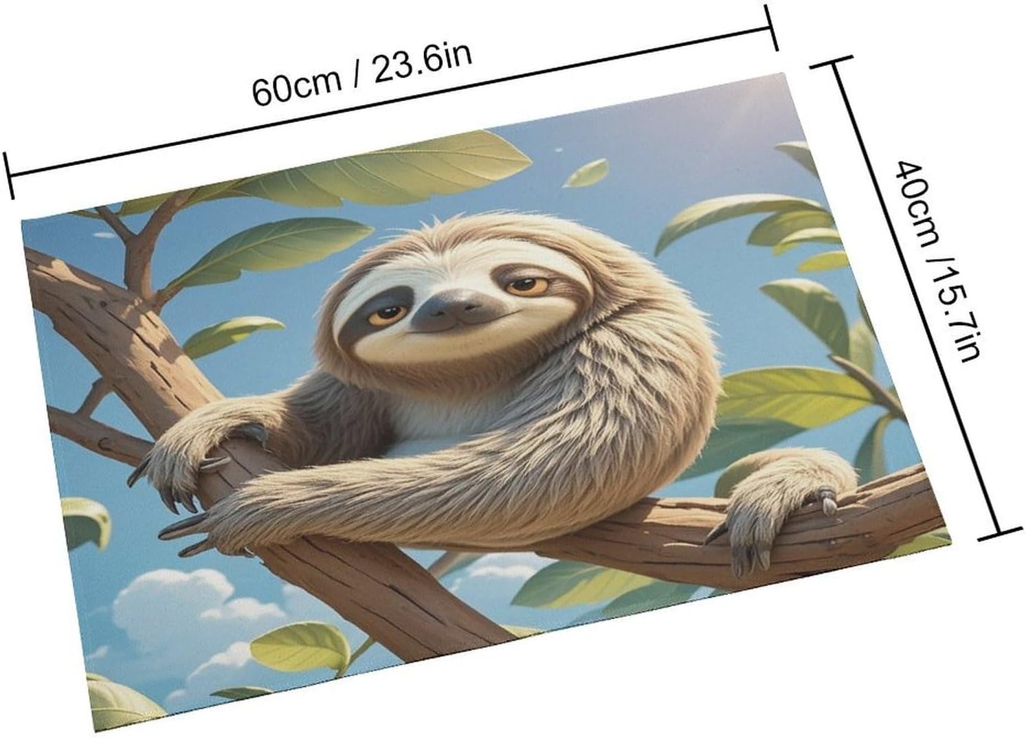 Cartoon Sloth Door Mat Comfortable Cushioned Kitchen Mats Non-Slip Washable Pet Rug Ultra-Thin Soft Rug Easy Clean Low Profile Mat for Indoor Living Room Bathroom Door