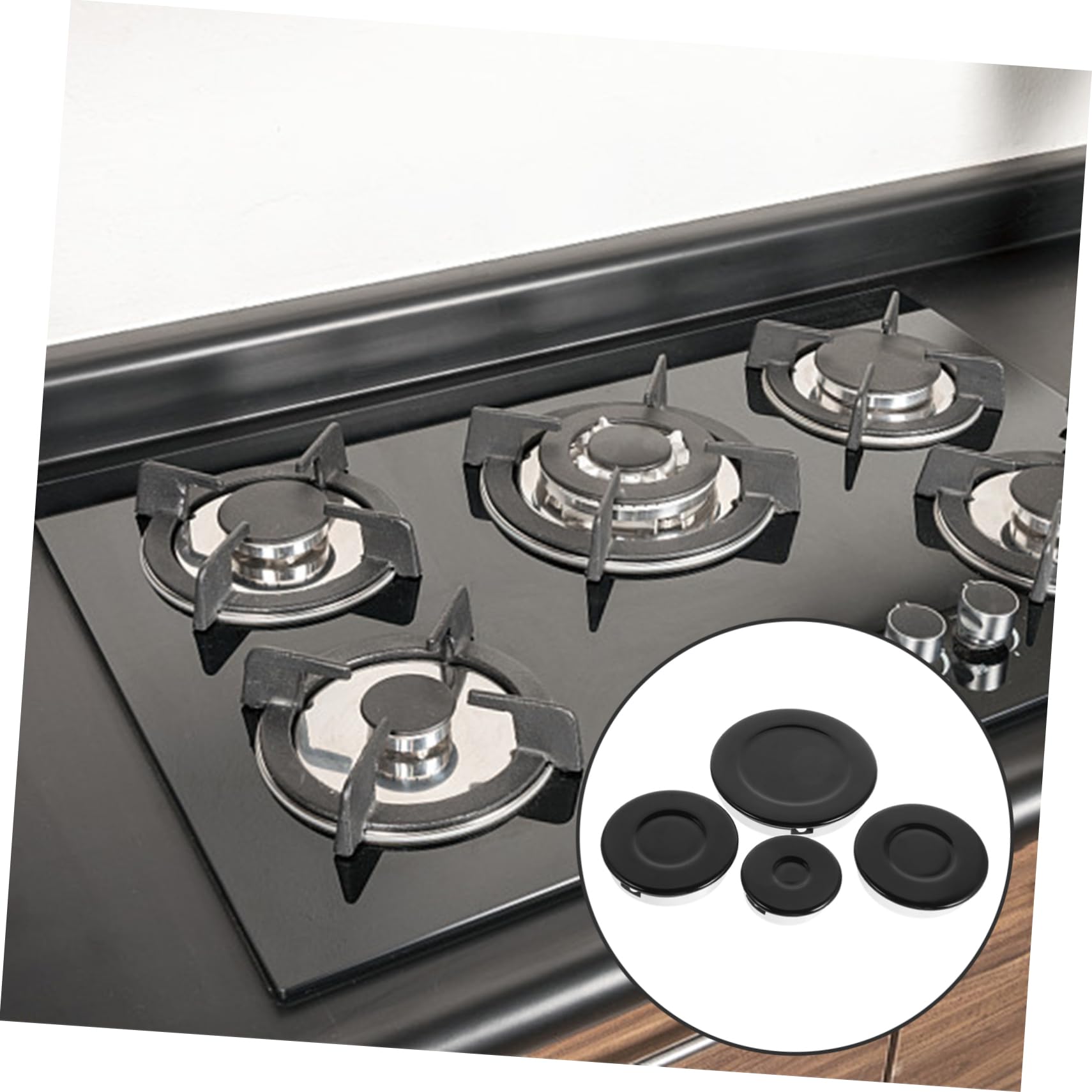 NUOBESTY Set Coprifornelli Fornello a Gas Calotta di Fiamma Concava in Alluminio e Ferro, Corona del Bruciatore Cucina, Ricambio per Piano Cottura Gas Sicuro ed Efficiente, Compatibile