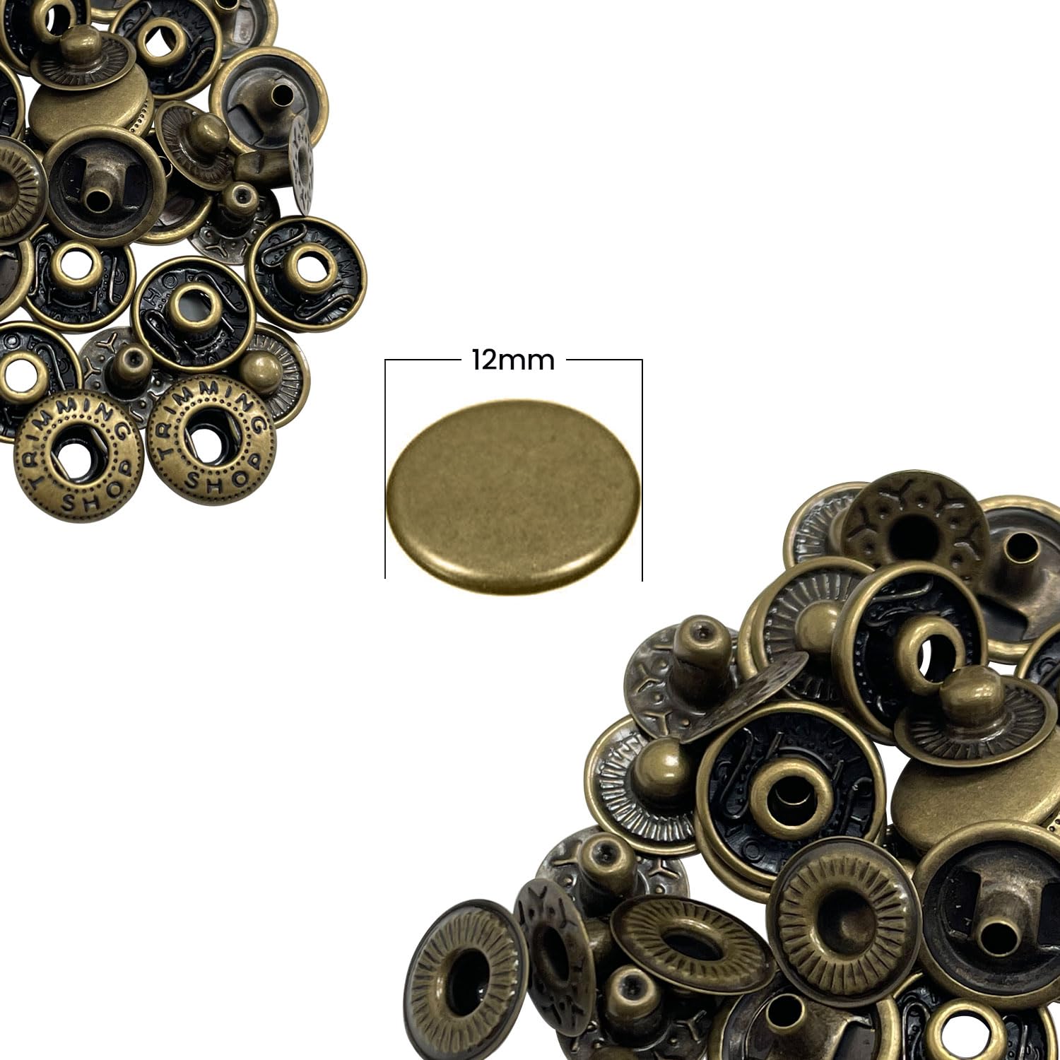 Trimming Shop S Spring Press Studs, 12mm Metal Snap Fastener Durable, No-Sew Buttons for Clothing, Wallets, Clutches, DIY Leathercrafts, Handbag, Jackets, Bronze, 20pcs