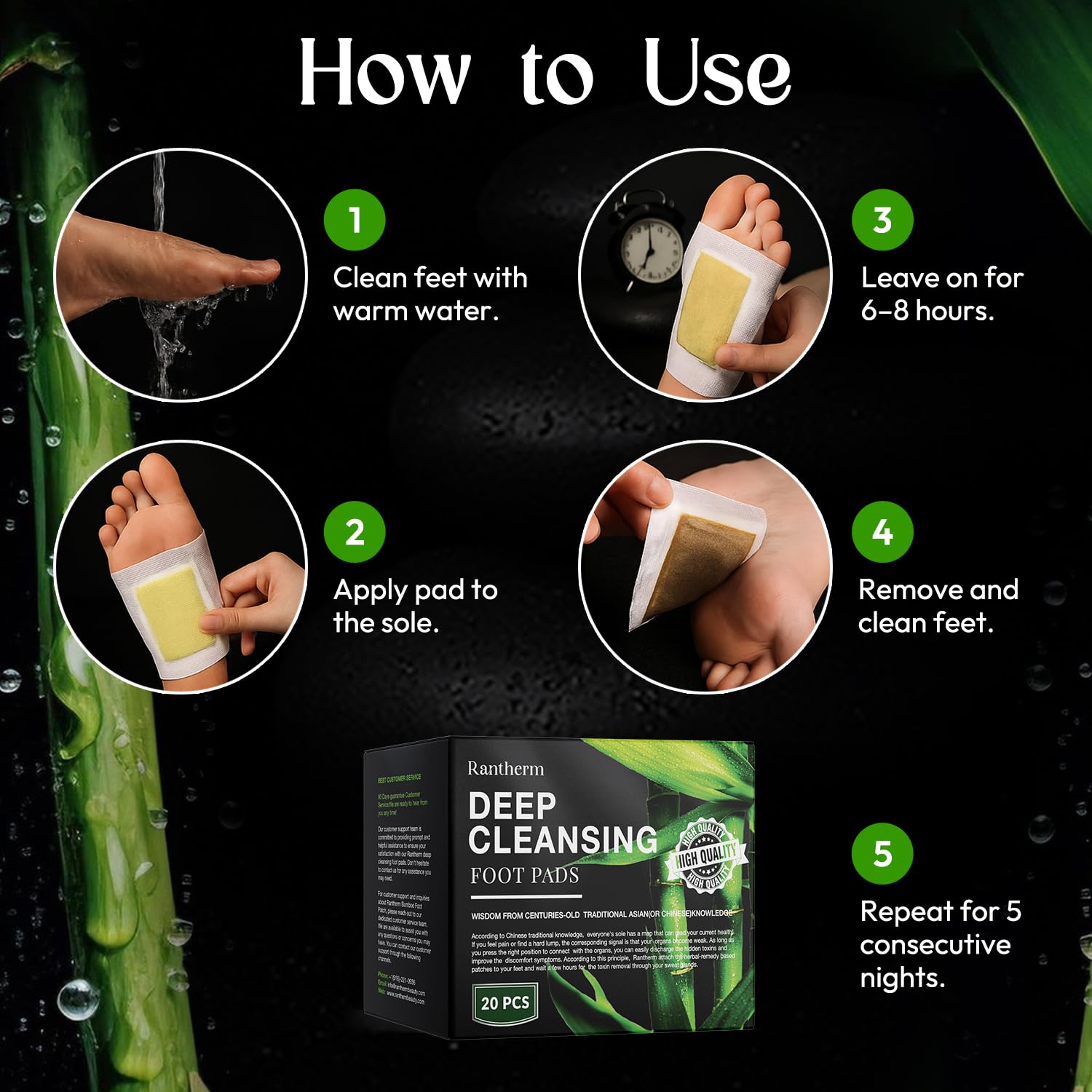 Bamboo Ginger Herbal Foot Patches for Relaxation and Bedtime Use