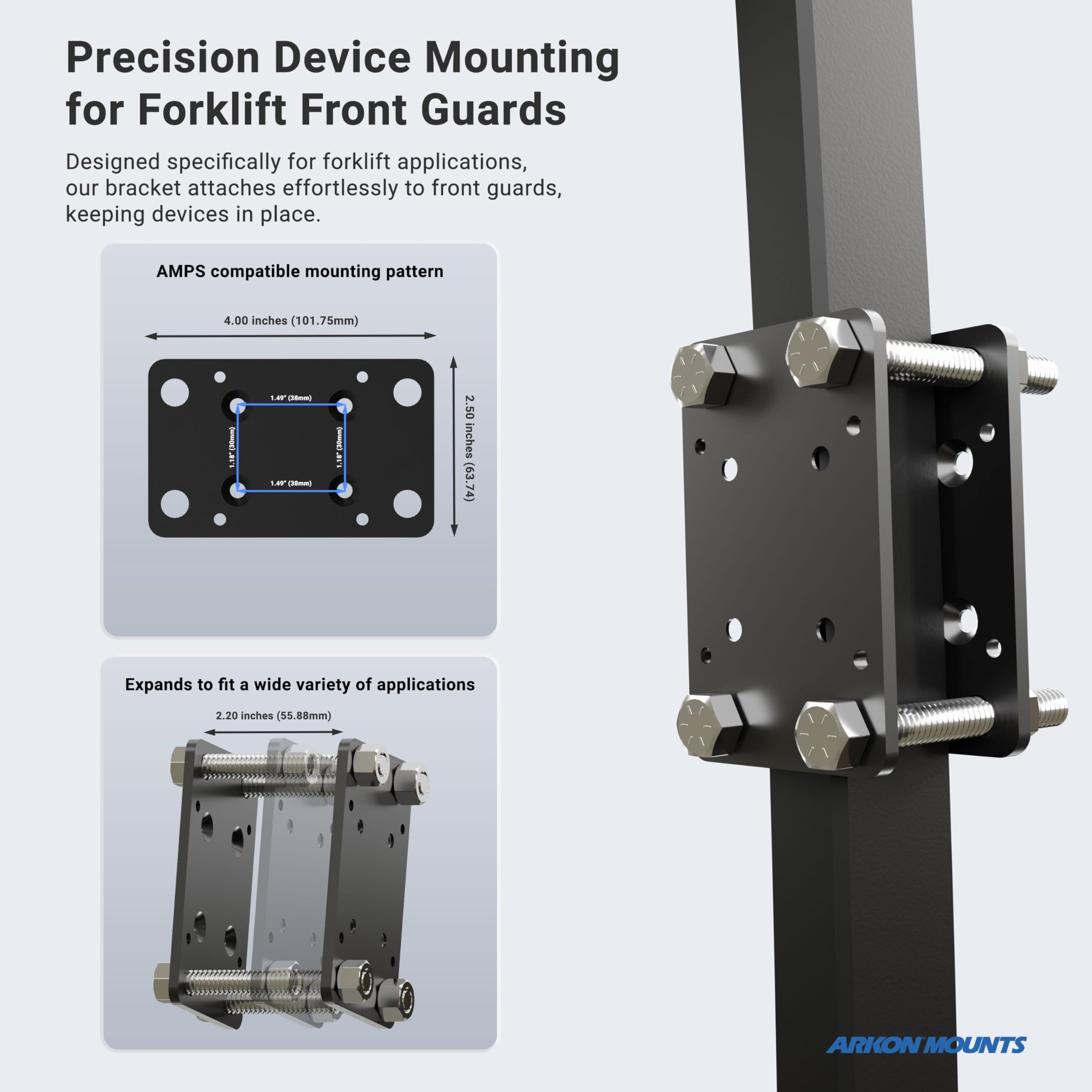 Arkon Robust Forklift Pillar - Soporte para Tablet, Color Negro