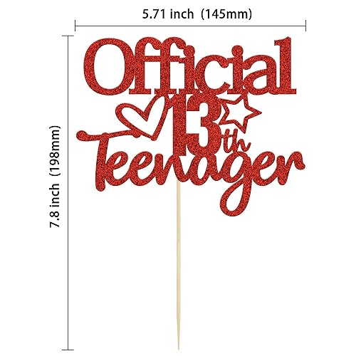 Miniatura 9 de Gyufise Decoración para tartas de 13 años con purpurina rosa claro oficialmente un adolescente, decoración para tartas de cumpleaños de 13 años,