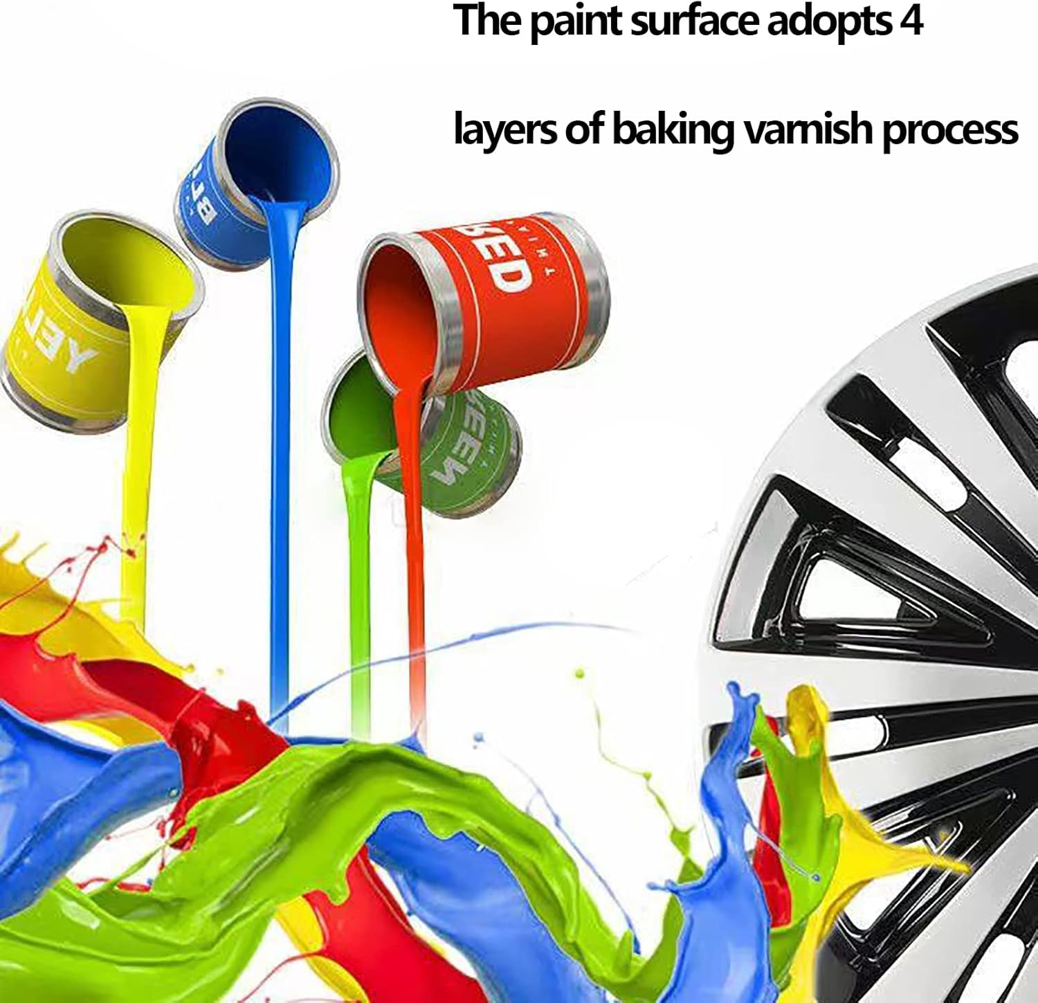 RINGGLO ホイールカバー 12、13、14、15インチ ハブキャップ 交換用アクセサリー ハブキャップ保護 車の装飾用,ブルー