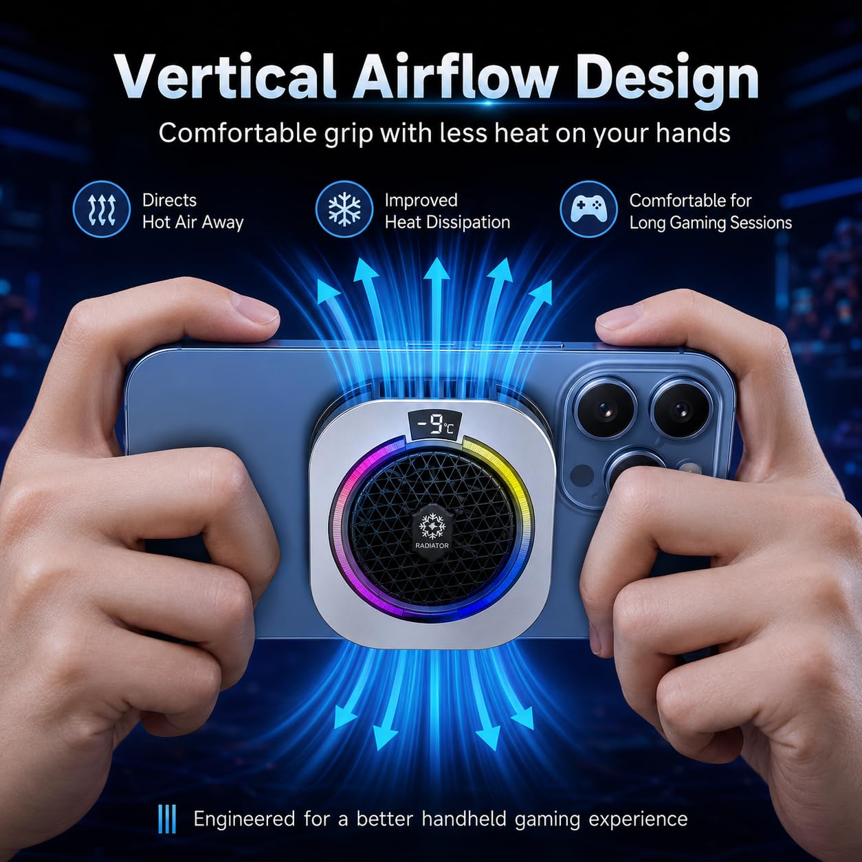 auvstar Raffreddatore Telefono,Phone Cooler RGB,Ventola Raffreddamento elefono Portatile RGB,Raffredda Telefono Leggero e Silenzioso,Adatto per Giochi/Live Streaming (Argento)