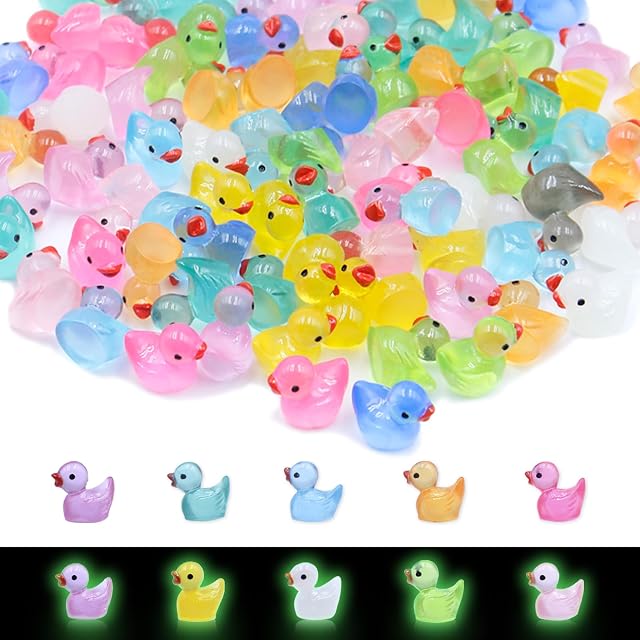 Zyluniy 150 Piezas Mini Patos Luminosos, Mini Patos de Resina