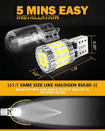 Miniatura 3 de Auxbeam 194 bombillas LED blancas mejoradas, 10 unidades, 400% más brillantes Canbus sin errores 168 2825 T10 W5W bombillas LED para luces de