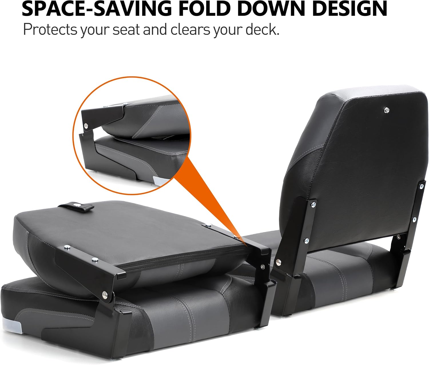 NORTHCAPTAIN T1 Deluxe Low Back Folding Fishing Boat Seats 2 Pack - Premium Bass/Jon/Pontoon Boat Chairs,4 Mounting Screws Included