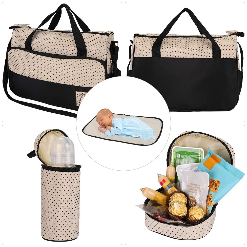 FREESOO 5PCS Ensemble Sac à Dos à Langer Bébé Sac Bandoulière Multifonction Grande Capacité Sac à Couches Voyage