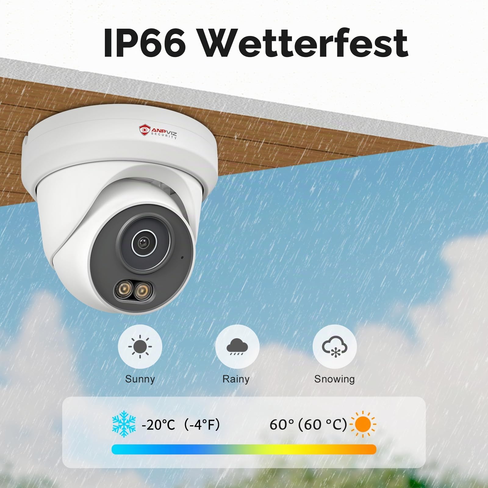 Anpviz 4MP PoE IP Kamera Outdoor, Überwachungskamera Aussen