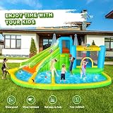 château Gonflable Exterieur Enfant avec souffleur 545 x 365 x 218 cm Aire de Jeux Gonflable Adulte Grand château Gonflable Piscine Meilleur Cadeau de Vacances/d'anniversaire pour Les Enfants Vert - 3