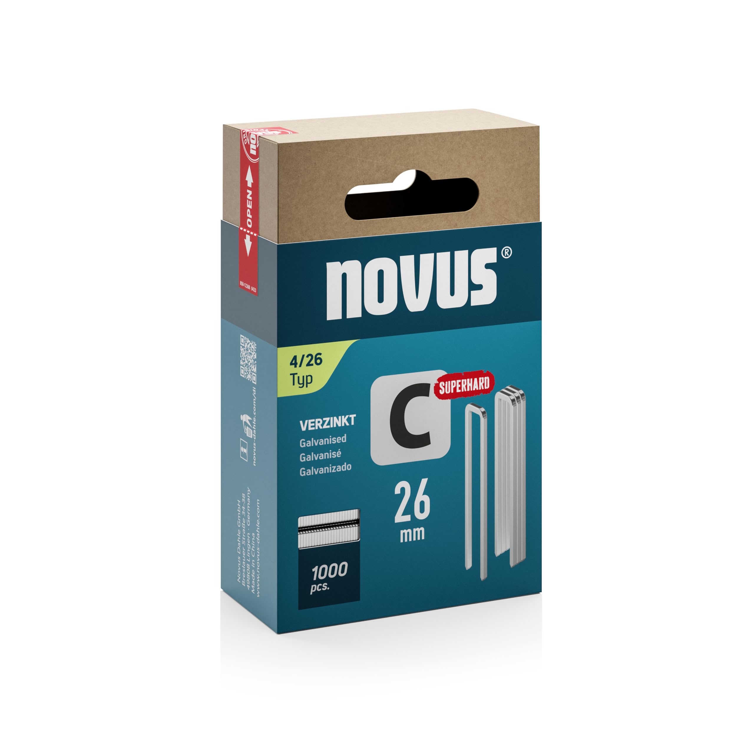 Novus Tools 042-0804 Narrow Spine Staple C Staple Type 4, Grey, 26 mm