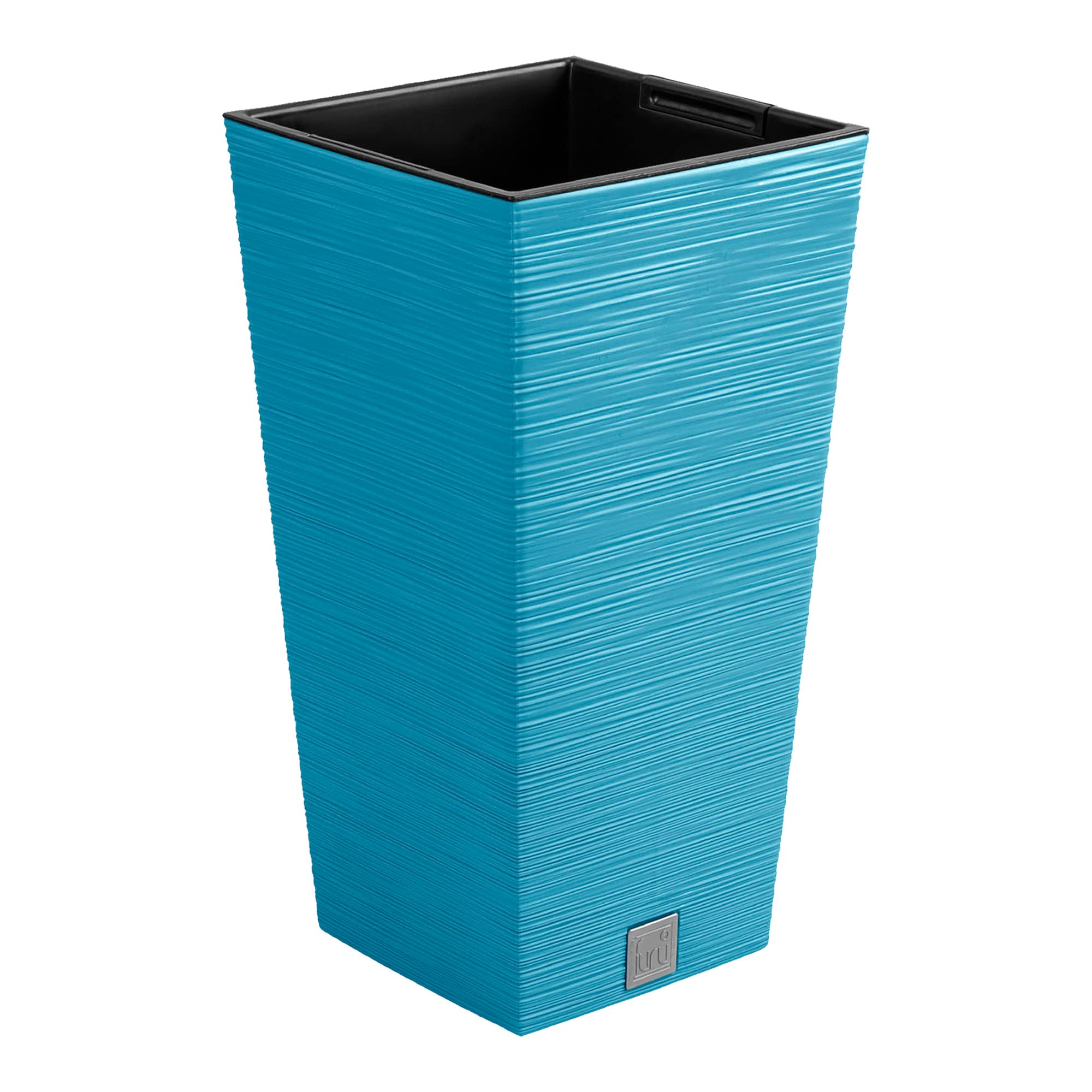 Prosperplast Scandinavian Blue Planter with Reservoir, Furu Collection, 26.5 x 26.5 x 50 cm, 11 Litre Capacity, 26,5 x 26,5 x 50 cm