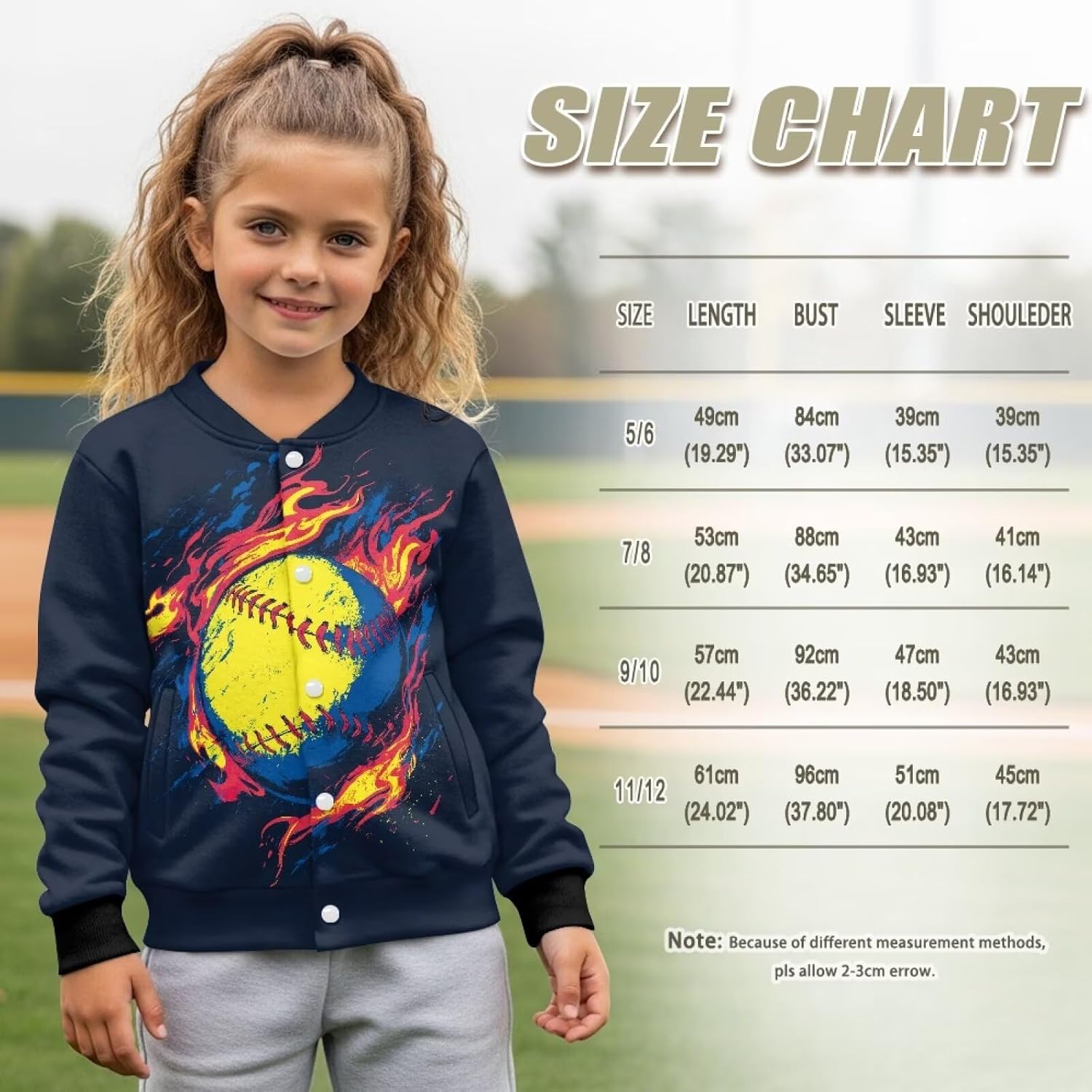 Jacket for Boys 5-12Y Long Sleeve Button Front Varsity Jacket with Pocket