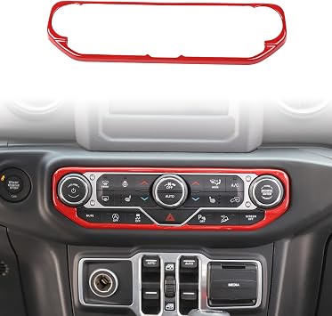 RT-TCZ Air Conditioning Dashboard Center Console Control Trim Panel Cover Interior Accessories Decoration Trim Kit for 2018 2019 2020 2021 2022 Jeep Wrangler JL JLU & Jeep Gladiator JTRed