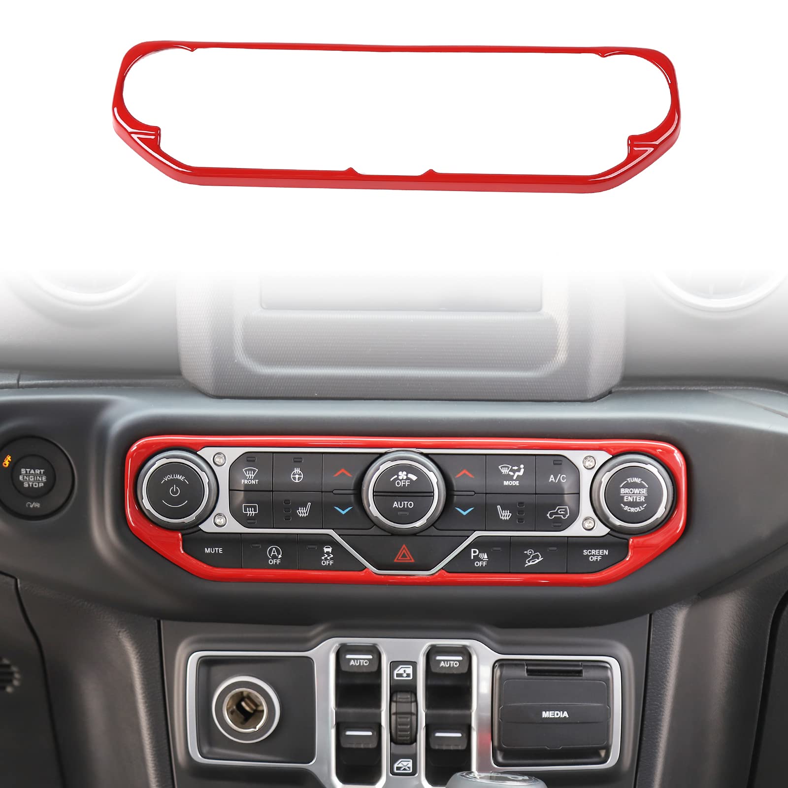 RT-TCZ Air Conditioning Dashboard Center Console Control Trim Panel Cover Interior Accessories Decoration Trim Kit for 2018 2019 2020 2021 2022 Jeep Wrangler JL JLU & Jeep Gladiator JT(Red)