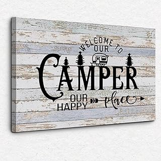 Nogrit Camping Wall Art, Camping Decor forCamper RV Wall Decor for Inside, Gifts for Campers, RV Camper Must Haves, Welcome to Our Camper Canvas Wall Art, 14x11