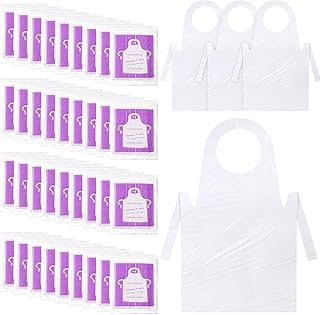 Tarpop 200 Pack Plastic Disposable Aprons 44 x 30 Inch Large Clear Aprons for Cooking Disposable Smocks for Adults Painting Picnic DIY Crafts Birthday Party, Meeting Various Needs