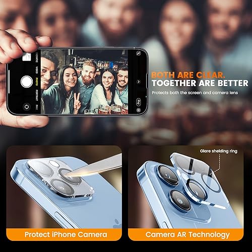 Miniatura 6 de Paquete de 4 protectores de pantalla para iPhone 13 Pro 6.1 pulgadas con 2 protectores de lente de cámara, protección contra caídas película de