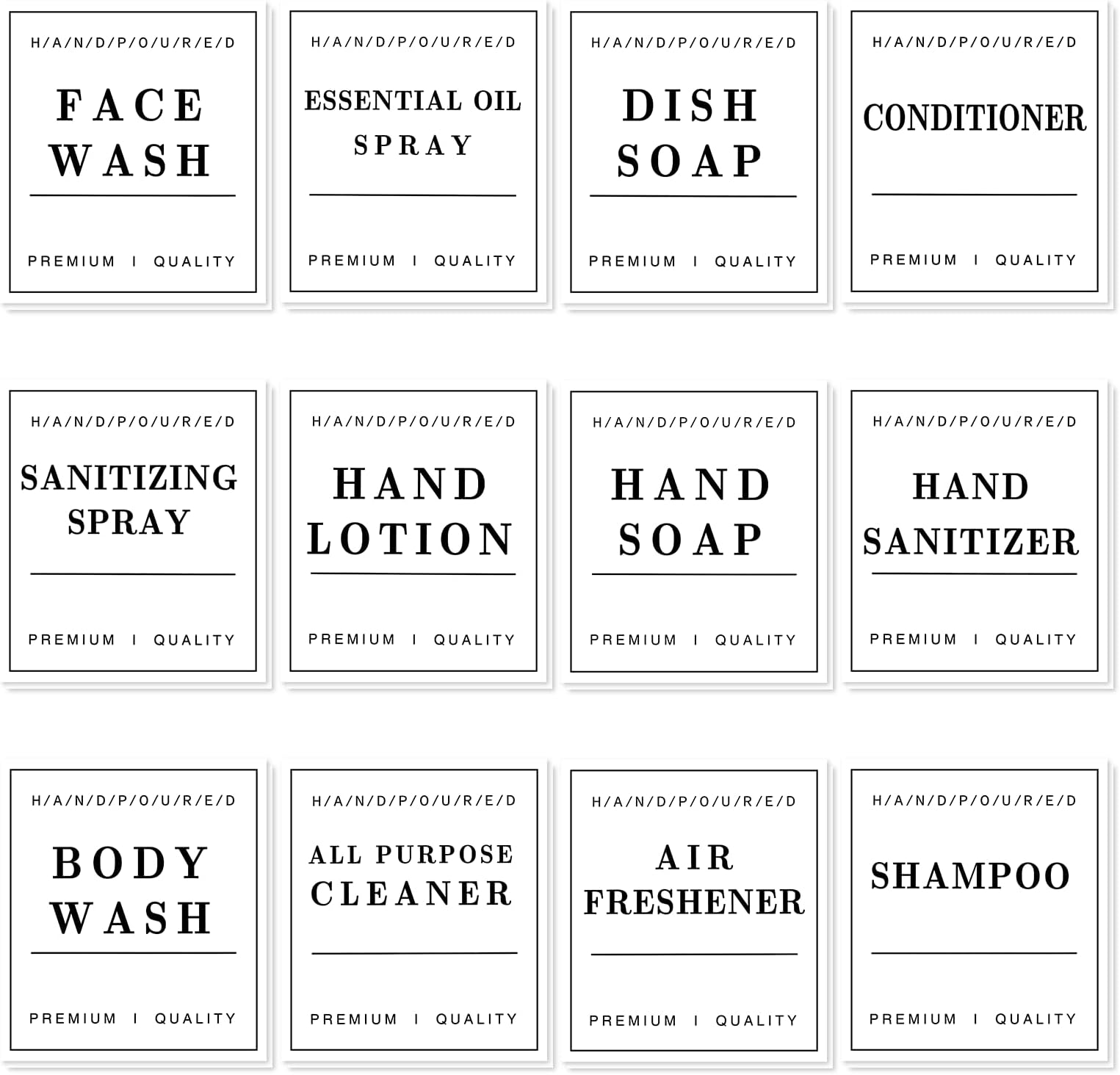 24 Pcs Waterproof Soap Labels Lotion Labels Reusable Kitchen Hand Soap Dispenser Label Stickers Bathroom Labels Stickers for Shampoo and Conditioner Travel Bottles (White)