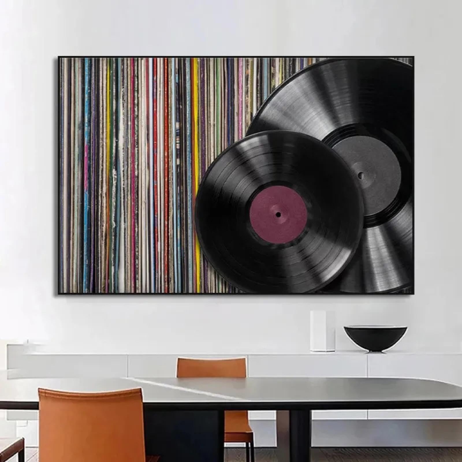 GELYX Vintage płyta winylowa, obraz na płótnie, graffiti, album, kolekcja, sztuka ścienna, plakaty i wydruki, muzyka, obrazy, dekoracja domu, 50 x 70 cm x 4, bez ramy