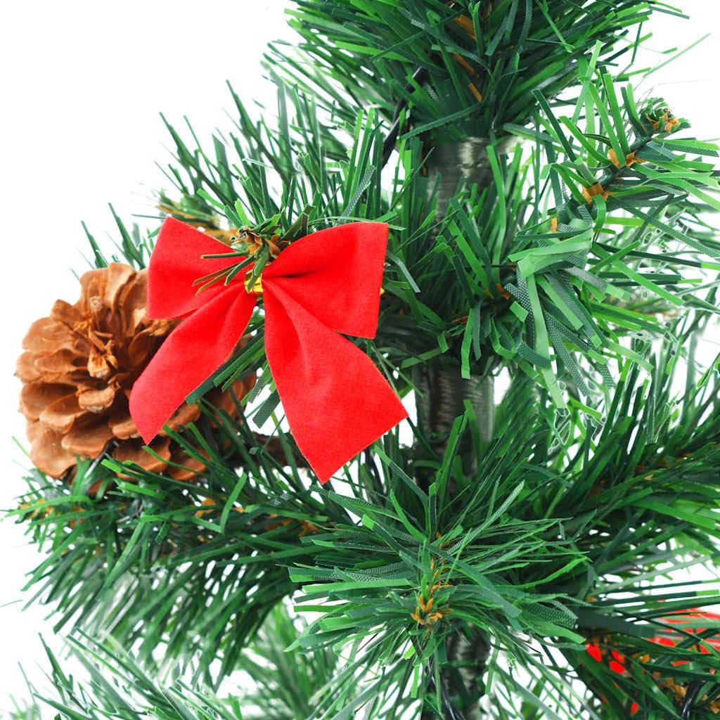 Sztuczne drzewko bożonarodzeniowe z motywem S i ornamentami, zielone 64 cm, dekoracja stołu Pre-Lit do użytku wewnątrz i na zewnątrz, 20, 4 ing, stabilna stalowa podstawa, świąteczna dekoracja