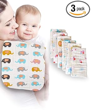 MOM CARE Muslin Cotton Burping 500 TC Towels For Newborn Baby Extra Soft Large Hankies Reusable Napkins For Infants Toddlers (Pack Of 3) White - image, photos