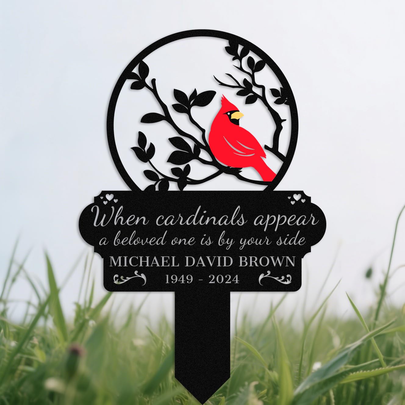 Personalised Cardinal Memorial Plaque with Name,Cemetery Grave Marker for Beloved One,Weatherproof Garden Yard Sign,Grave Ornaments style-2
