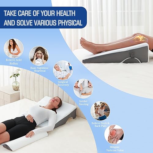 Miniatura 4 de Ziiyllean Almohada de cuña de cama para dormir, almohadas de cuña de altura ajustable de 6, 7.5 y 10 pulgadas para después de la cirugía, almohada