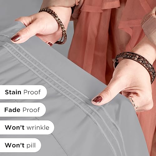 Miniatura 5 de ROYALE LINENS - Sábana de cama Califoria King de 4 piezas - Ropa de cama de microfibra cepillada 1800 - 1 sábana bajera, 1 sábana encimera, 2 fundas