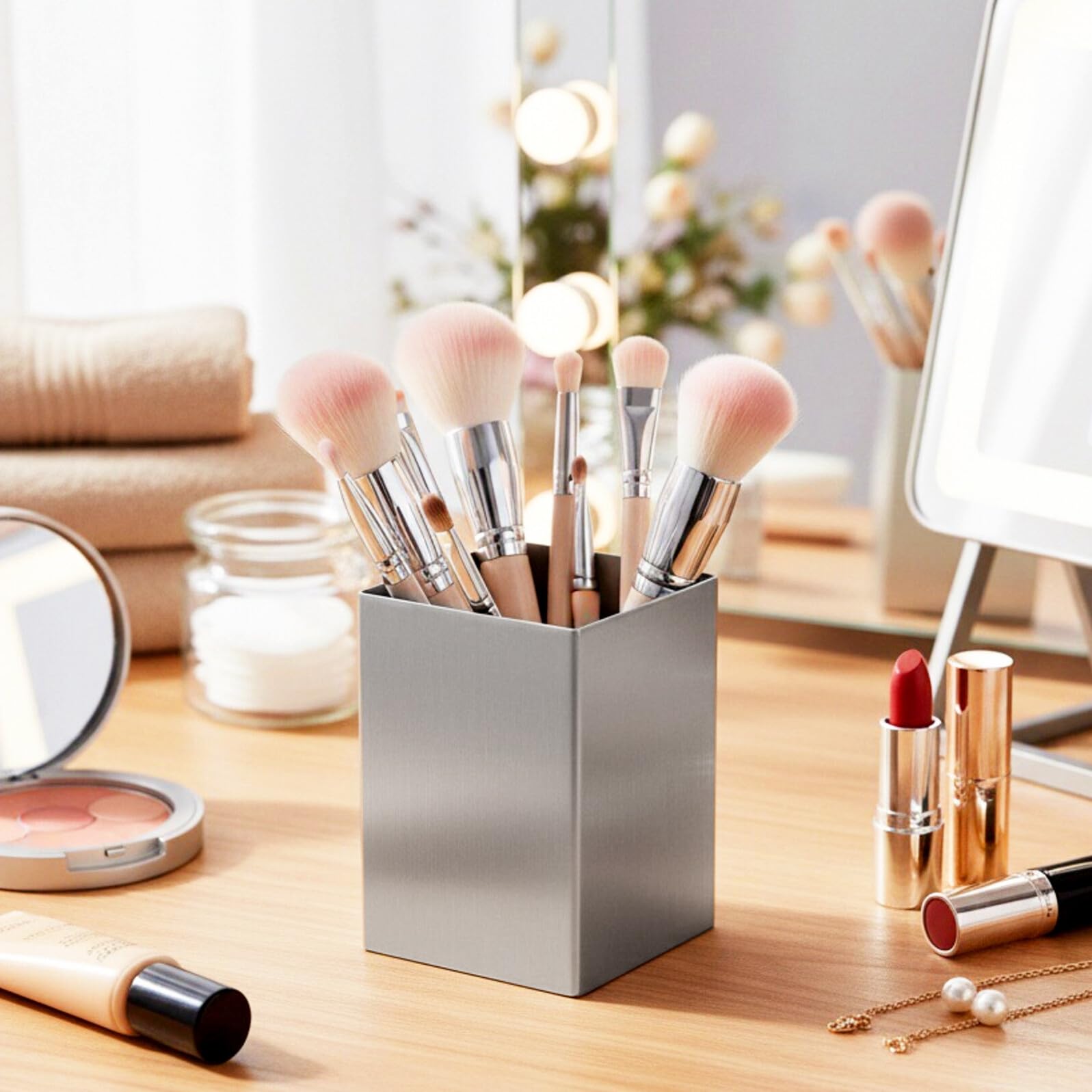 Portamatite da Scrivania in Acciaio Inossidabile Leggero e Portatile Organizer Multiuso per Ufficio Casa Design Resistente e Compatto
