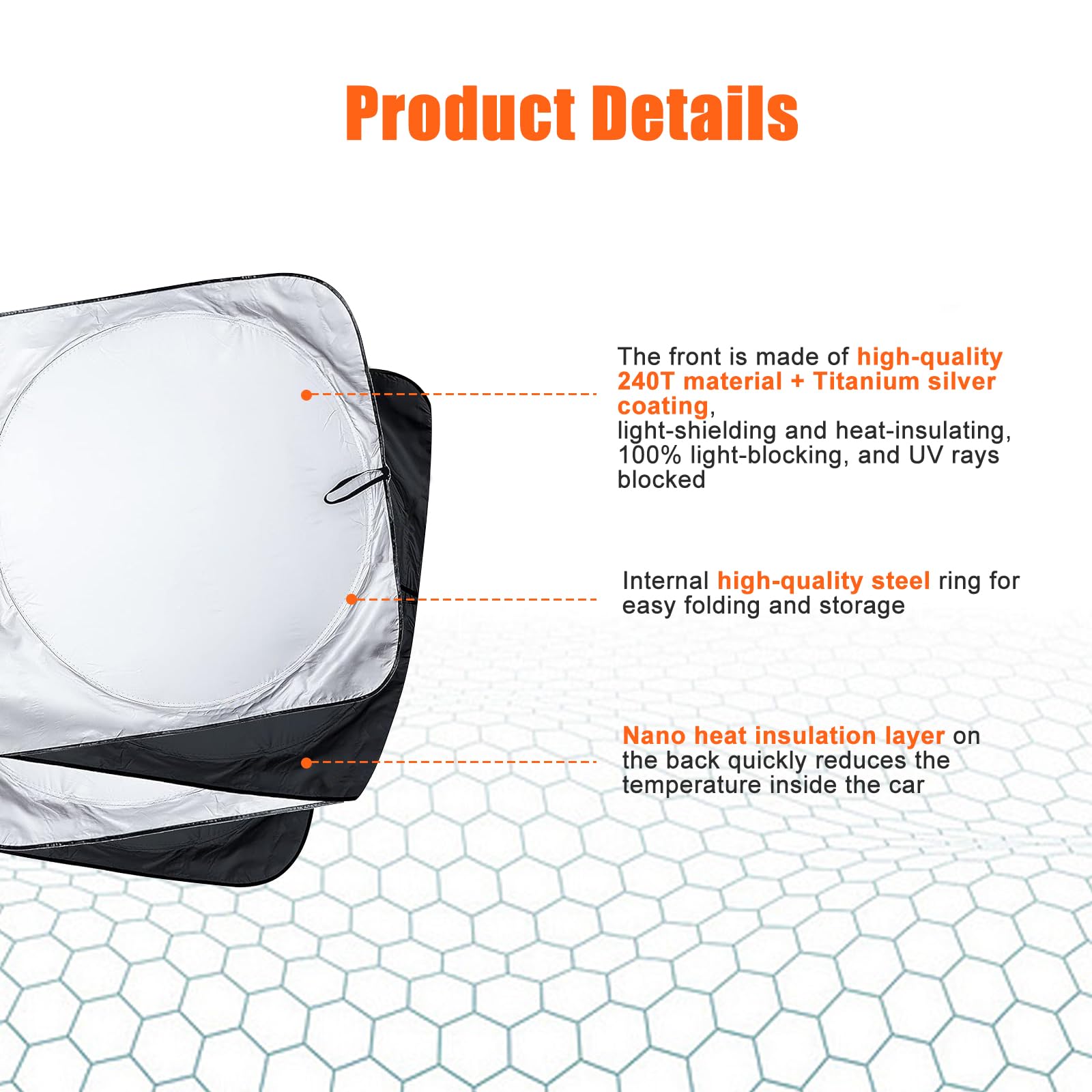 Pare Soleil pour Pare-Brise Avant de Voiture Compatible avec Freightliner Camion, Pare-Soleil intérieur Pliable, Isolation Thermique et Protection UV, Compatible avec Volvo Gros Camion