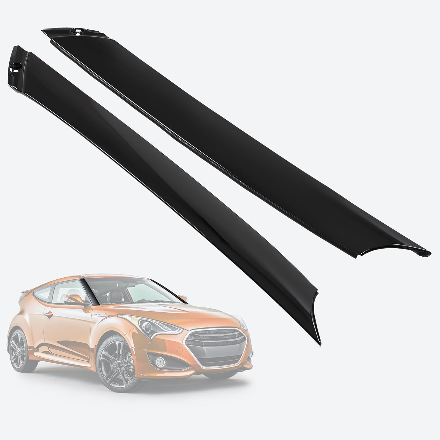ECOTRIC Windshield A-Pillar Molding Trim Compatible with 2012-2017 Hyundai Veloster Replace for 86170-2V000 86180-2V000 Window Trim Panel Driver & Passenger Side
