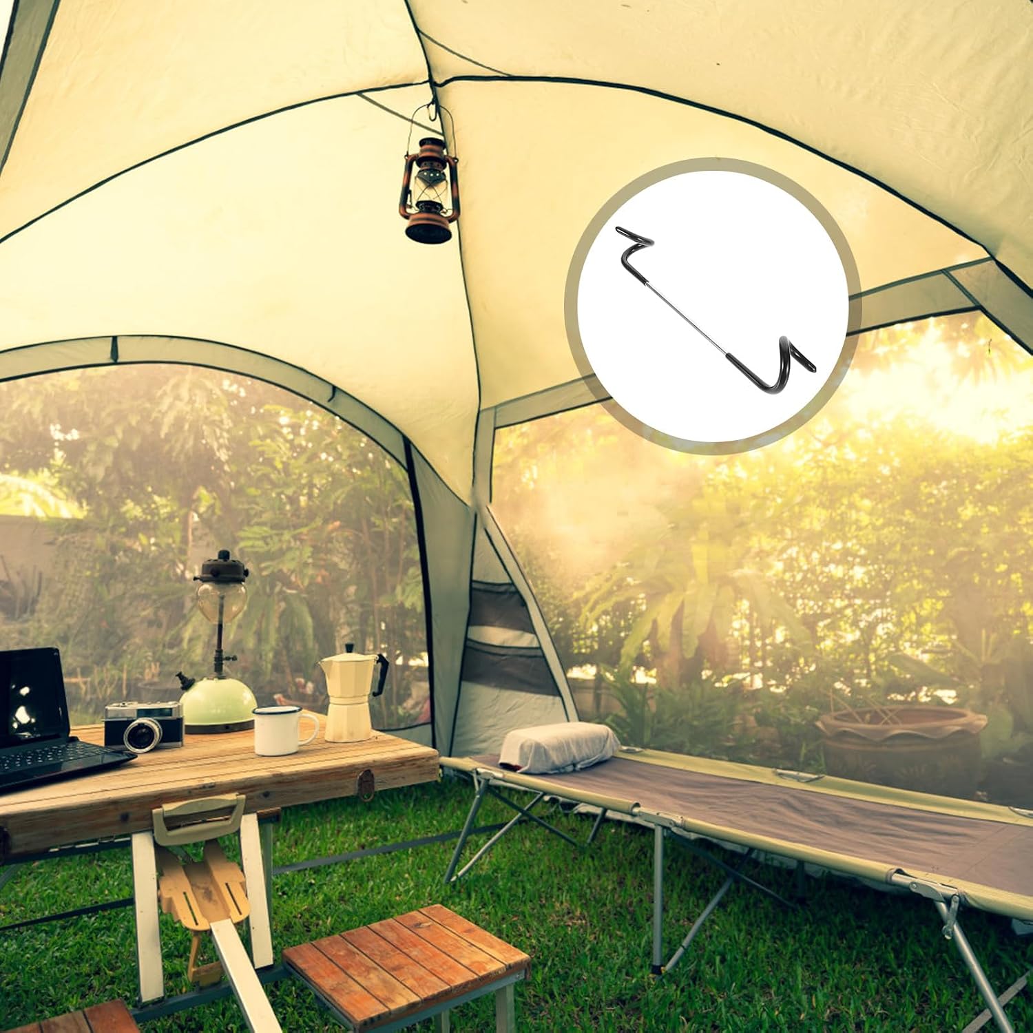 LIOOBO Camping Lantern Hanger Holder Tent Lamp Hanging Hook Portable Outdoor Tent Accessory for Camping and Hiking Sturdy Clip for Lanterns and Lights