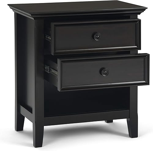 Miniatura 40 de SIMPLIHOME Amherst Mesita de noche tradicional de madera maciza de 24 pulgadas de ancho, color gris niebla, para sala de estar y dormitorio Gris