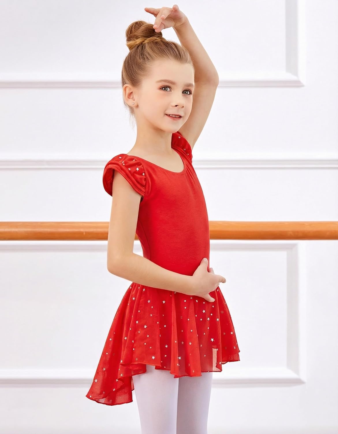 Zaclotre Girls Ruffle Sleeve Ballet Leotard with Skirt Criss-Cross Back Dance Dresses Outfit - Image 6