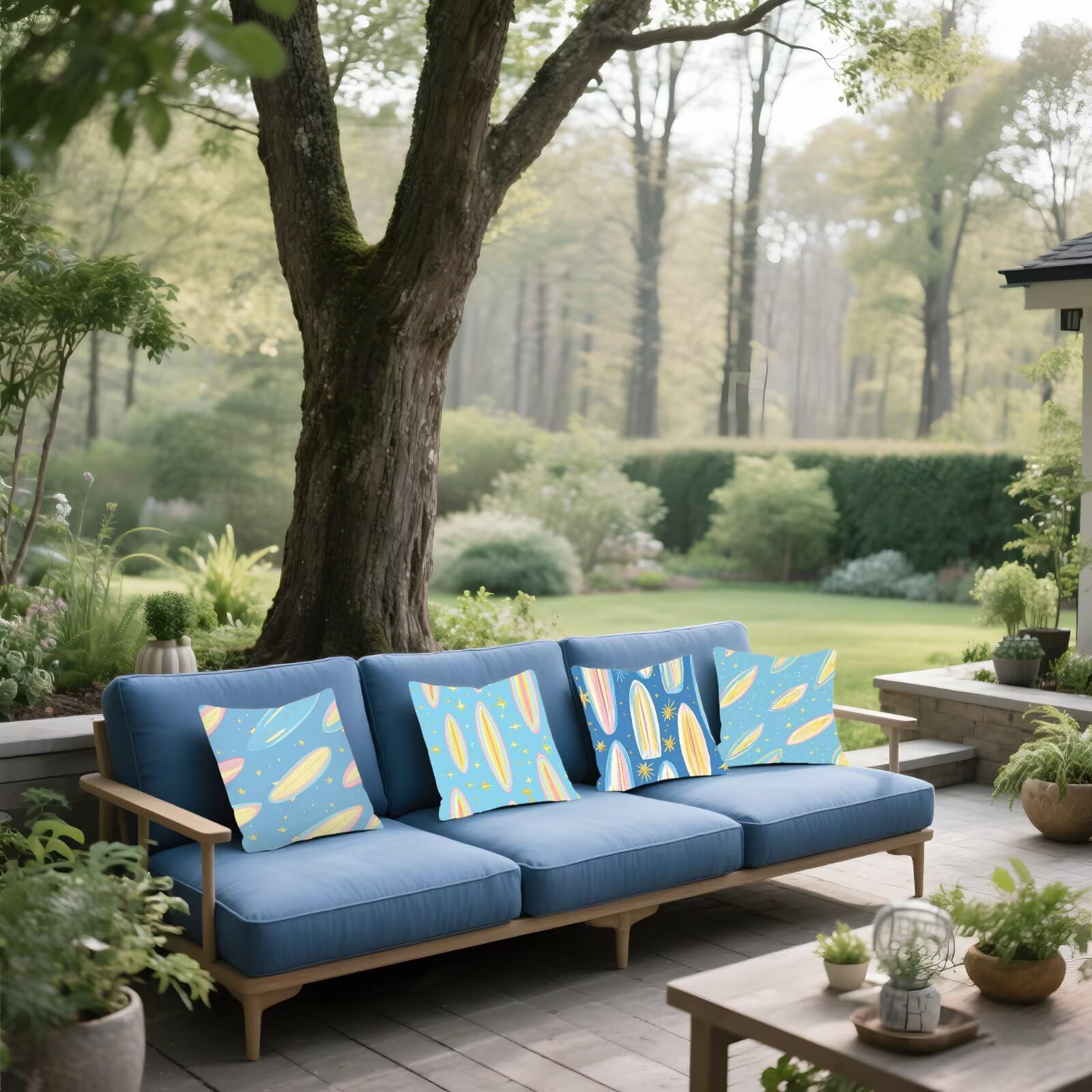 Funda Cojin 50x50cm Funda Cojin Azul Estrella Cojines Sofa Fundas Cojines Lino Almohada Decorativa, ImpresióN A Doble Cara con Cremallera Oculta, Para Sofá Silla JardíN Terraza DecoracióN Hogar P-371