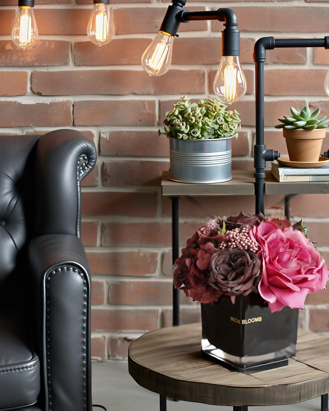 Faux Flowers Rose Potted Artificial Flower Ornament Fake Flowers for Bedroom Nightstand Home Office Bathroom Living Room Decor (Pink)