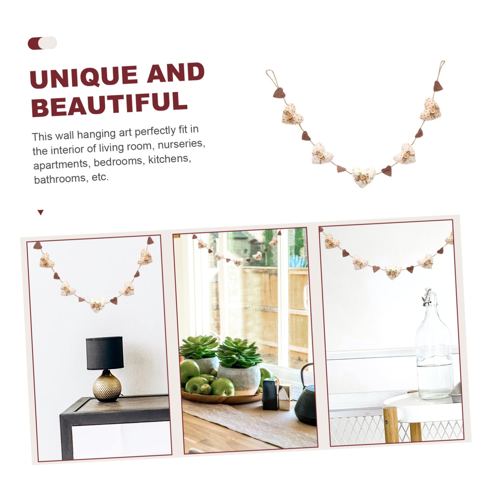 Abaodam 4piezas Guirnalda Colgante De Corazones para Decoración De Pared Adorno De Puerta para Hogar para Habitaciones Infantiles y Salones Estilo Chic y Fresco