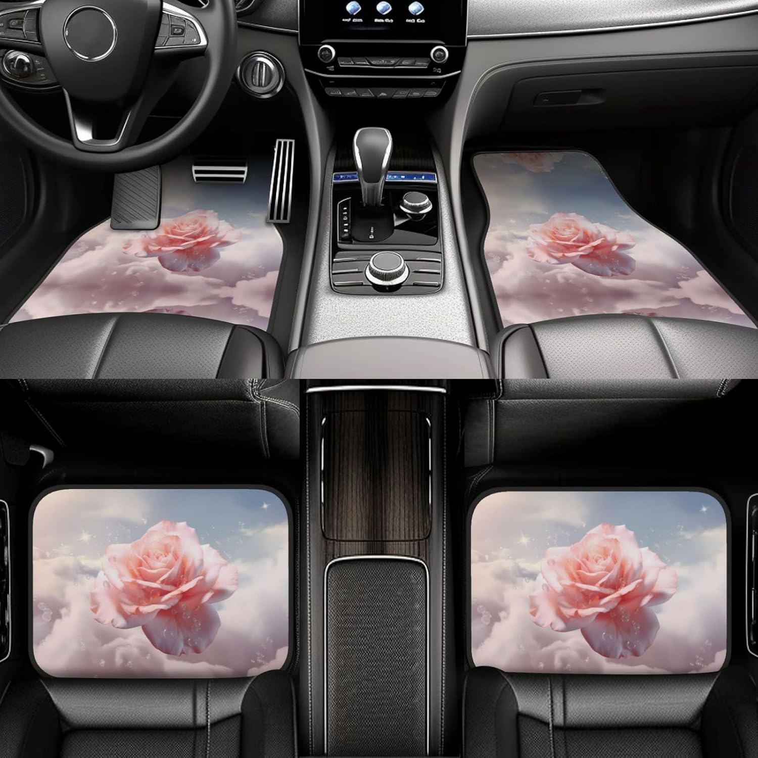 Magic Rose Patterned car mats 4-piece set | For cars/SUVs/trucks | Firm fit without displacement