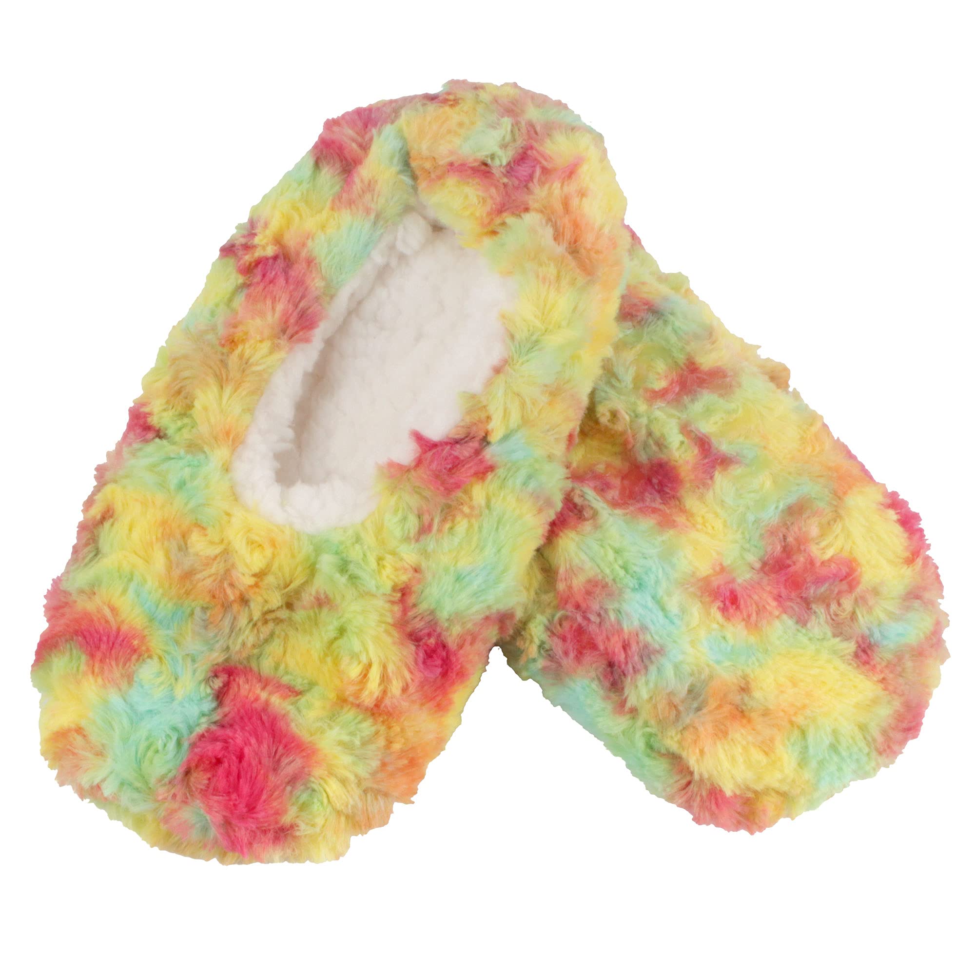 BambooMN Women's Fuzzy Patterned Non-Slip Lined Slippers, Home &amp; Travel