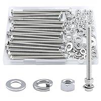 Vista 25 de Tornillo de cabeza hexagonal 1/4-20 x1 (20 unidades), tuercas de bloqueo, kits de arandelas planas y de bloqueo, acero inoxidable 304 18-8