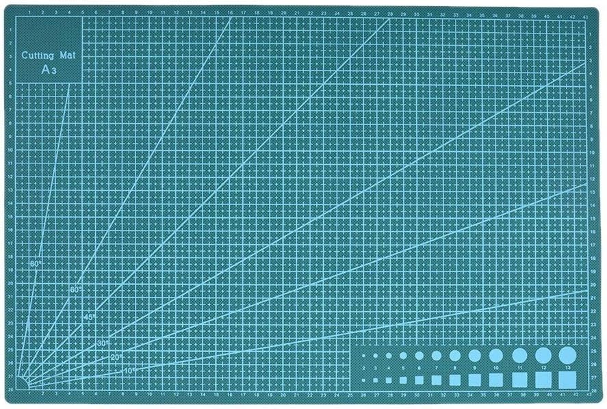 Self Healing Cutting Mat 18" x 12" Double Sided Rotary, GKS Professional Long Lasting Thick Non-Slip Mat for Quilting, Sewing and All Arts & Crafts Projects (Green, A3)