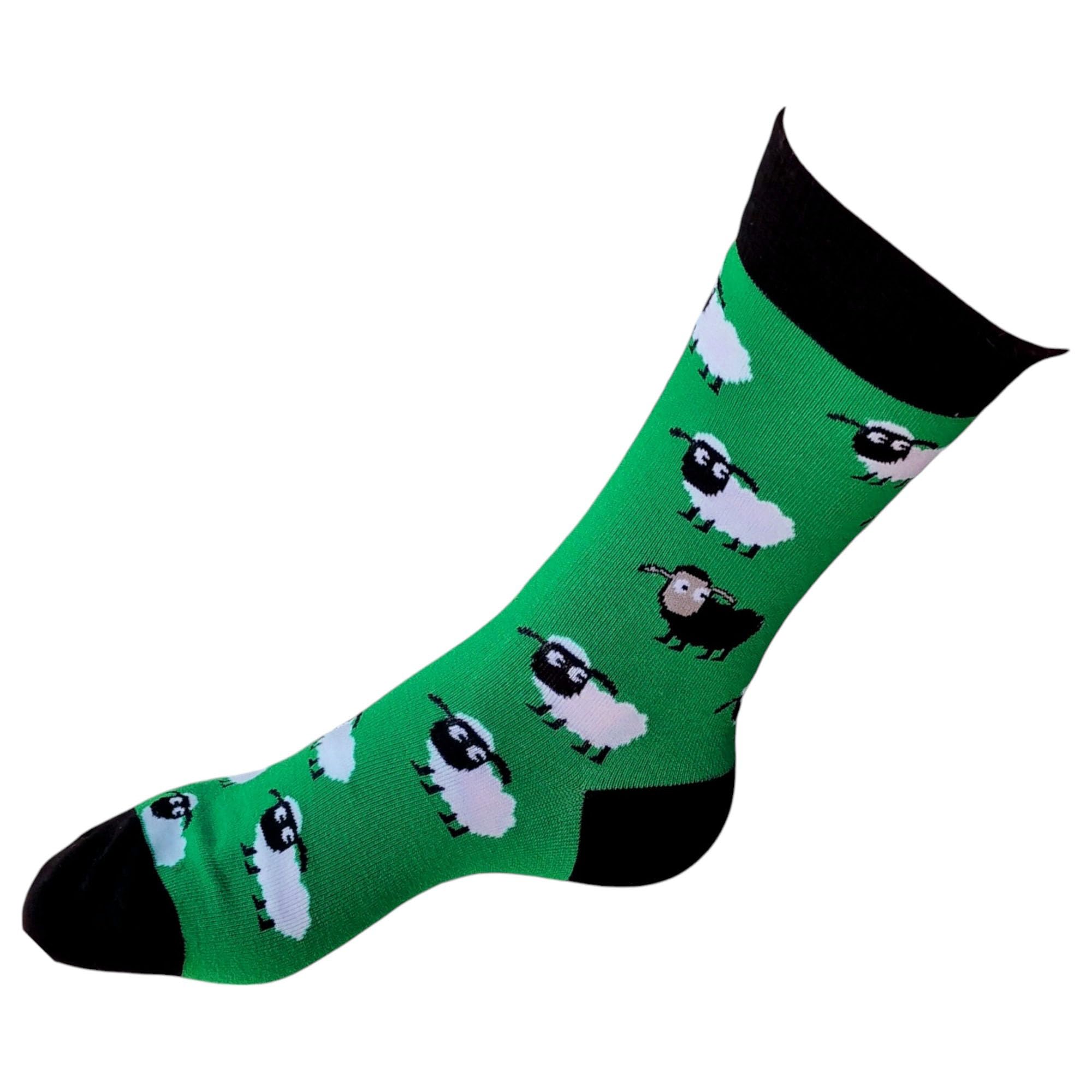Sock Shack Men's Green Baa Baa Black Sheep In The Field Socks 6-10 Uk / 39-44 Eur / 7-11 Us